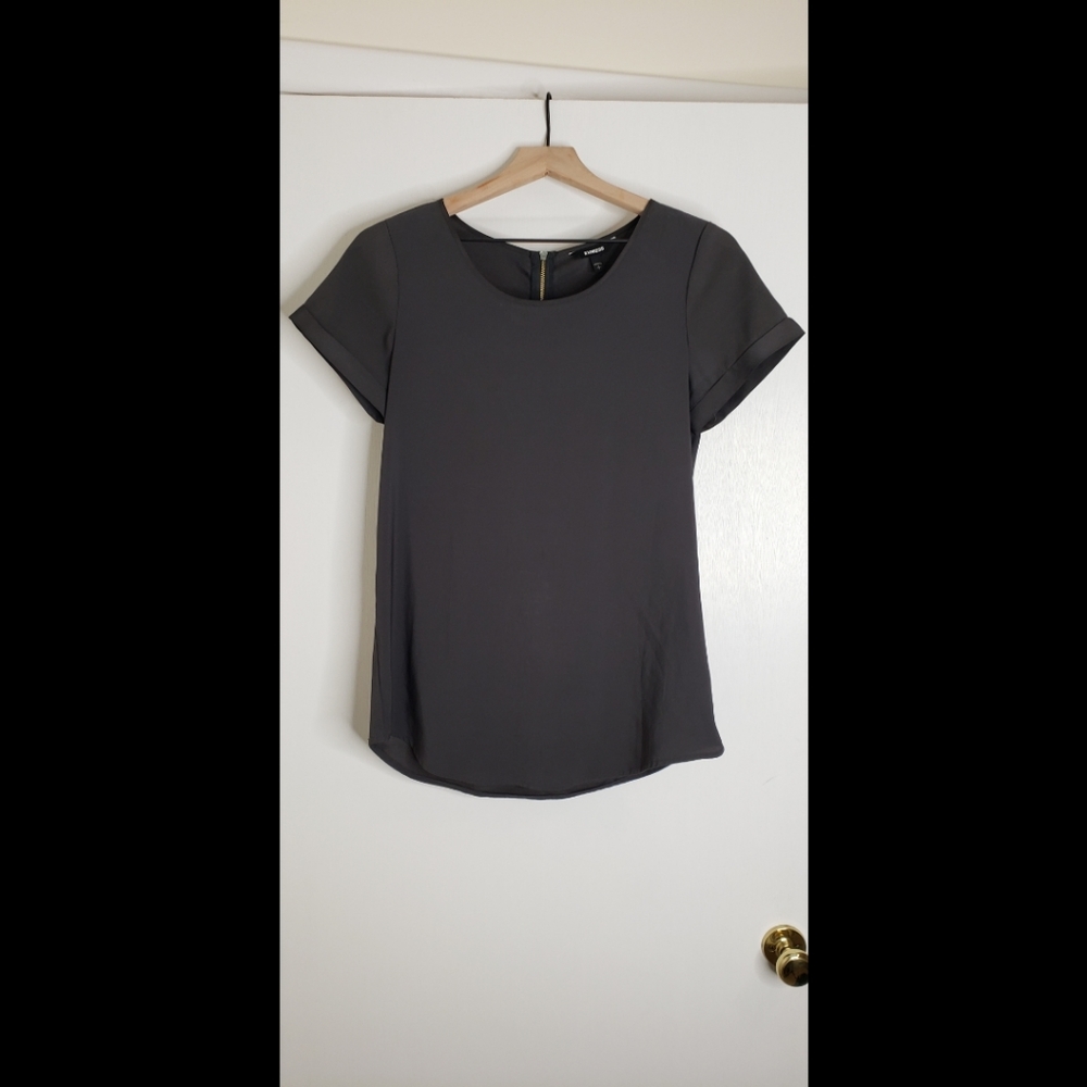 Express Scoop Neck Gramercy Top, Gray, Size S